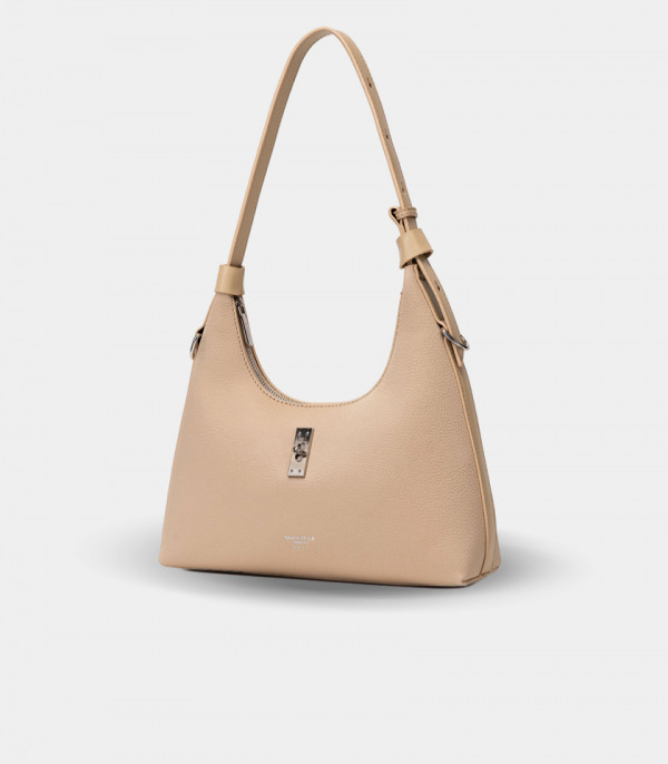 Borsa hobo morbida SIGNATURE - BAGCO colore Crema, vista a tre quarti.