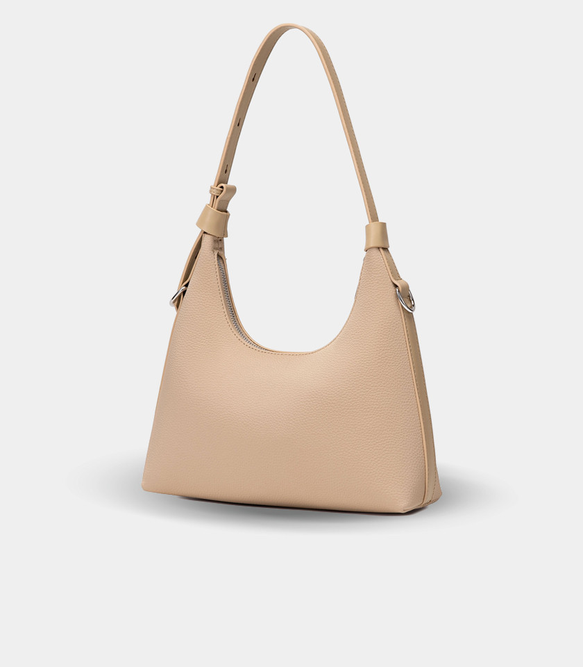 Borsa hobo morbida SIGNATURE - BAGCO colore Crema, vista frontale.