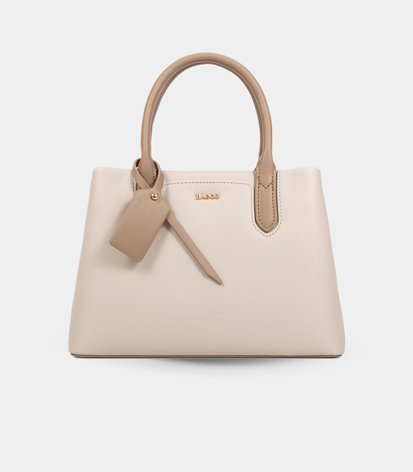 INSTANT handle shoulder bag - BAGCO Cream color, front view.