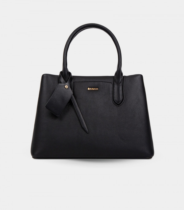 INSTANT handle shoulder bag - BAGCO Black color, front view.