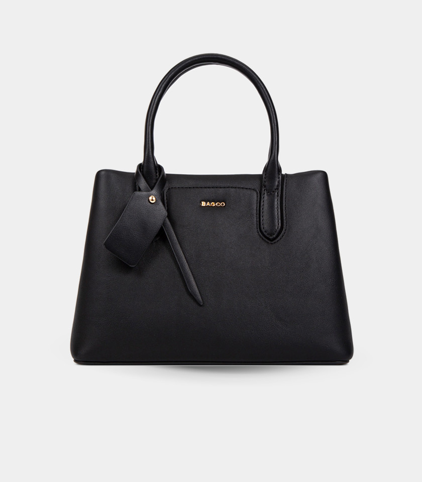INSTANT handle shoulder bag - BAGCO Black color, front view.