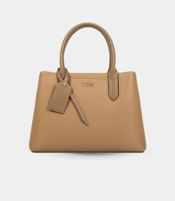INSTANT handle shoulder bag - BAGCO Camel color, front view.