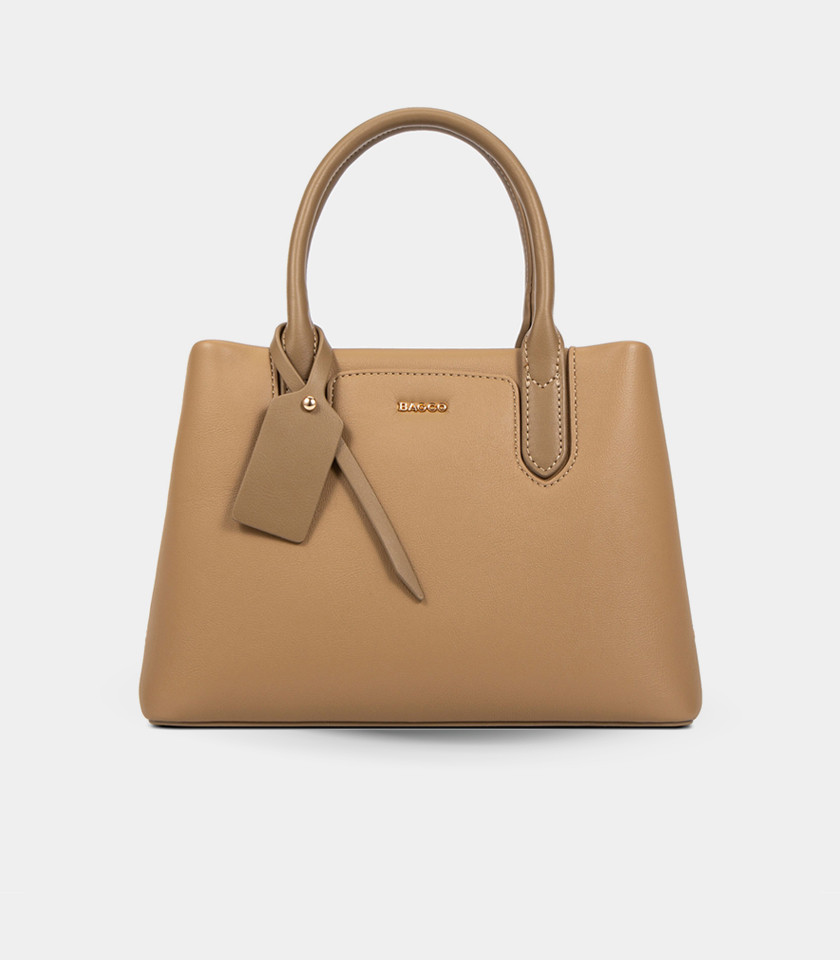 INSTANT handle shoulder bag - BAGCO Camel color, front view.