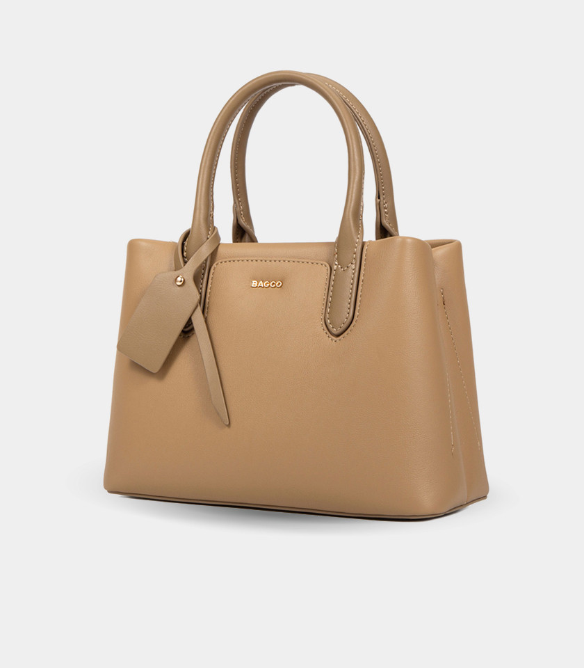 INSTANT handle shoulder bag - BAGCO Camel color, front view.