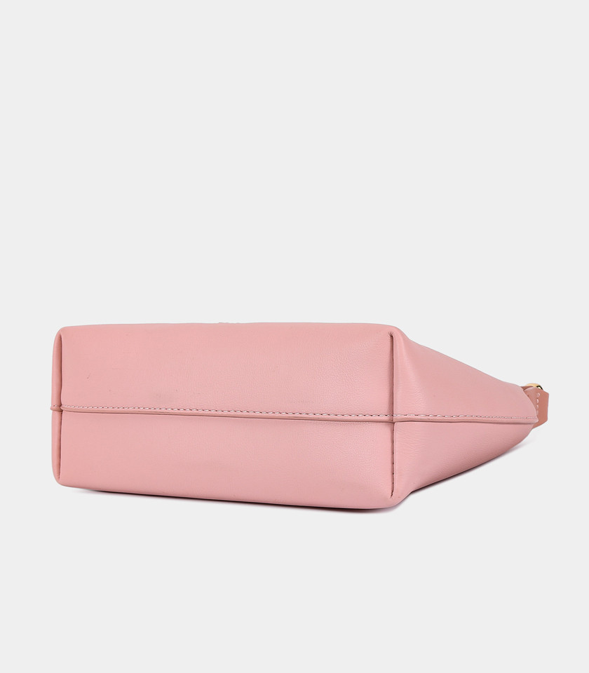 Mini sac hobo en demie-lune - BAGCO ORIGINE couleur Saumon, vue de face.
