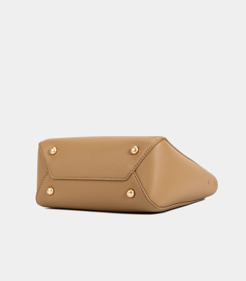 ESSENTIEL knotted handles tote bag - BAGCO Camel color, front view.