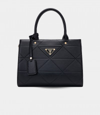 SYMBOL handbag with strap - BAGCO Black color, front view.