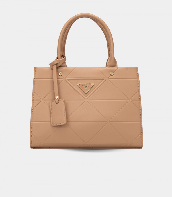 SYMBOL handbag with strap - BAGCO Cream color, front view.