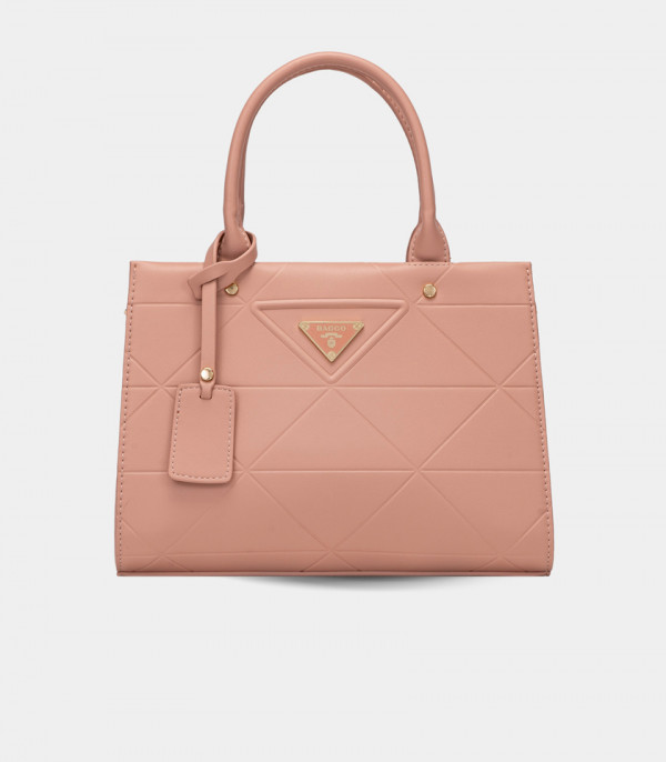 SYMBOL handbag with strap - BAGCO Salmon color, front view.