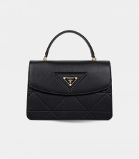 ICONE front flap handbag - BAGCO Black color, front view.