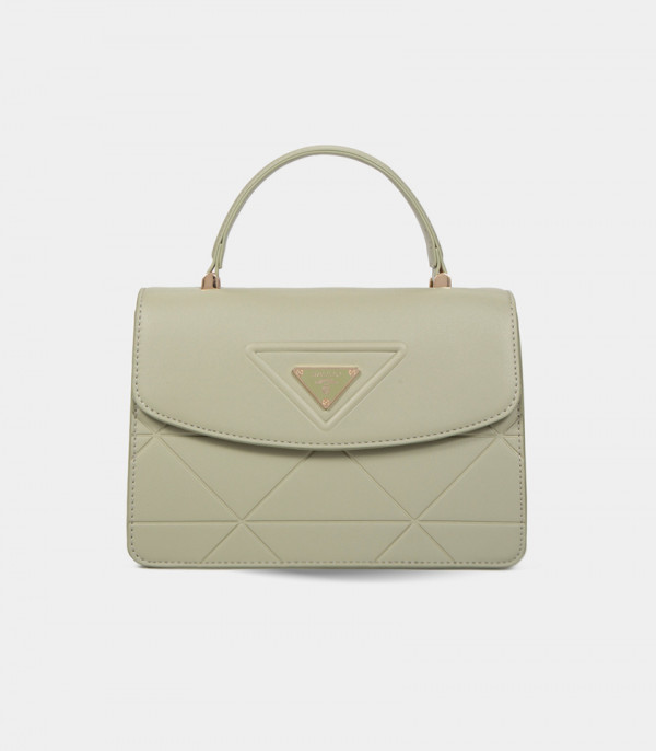 ICONE front flap handbag - BAGCO Pistachio color, front view.