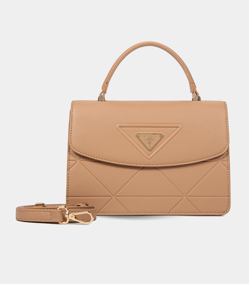 ICONE front flap handbag - BAGCO Cream color, front view.