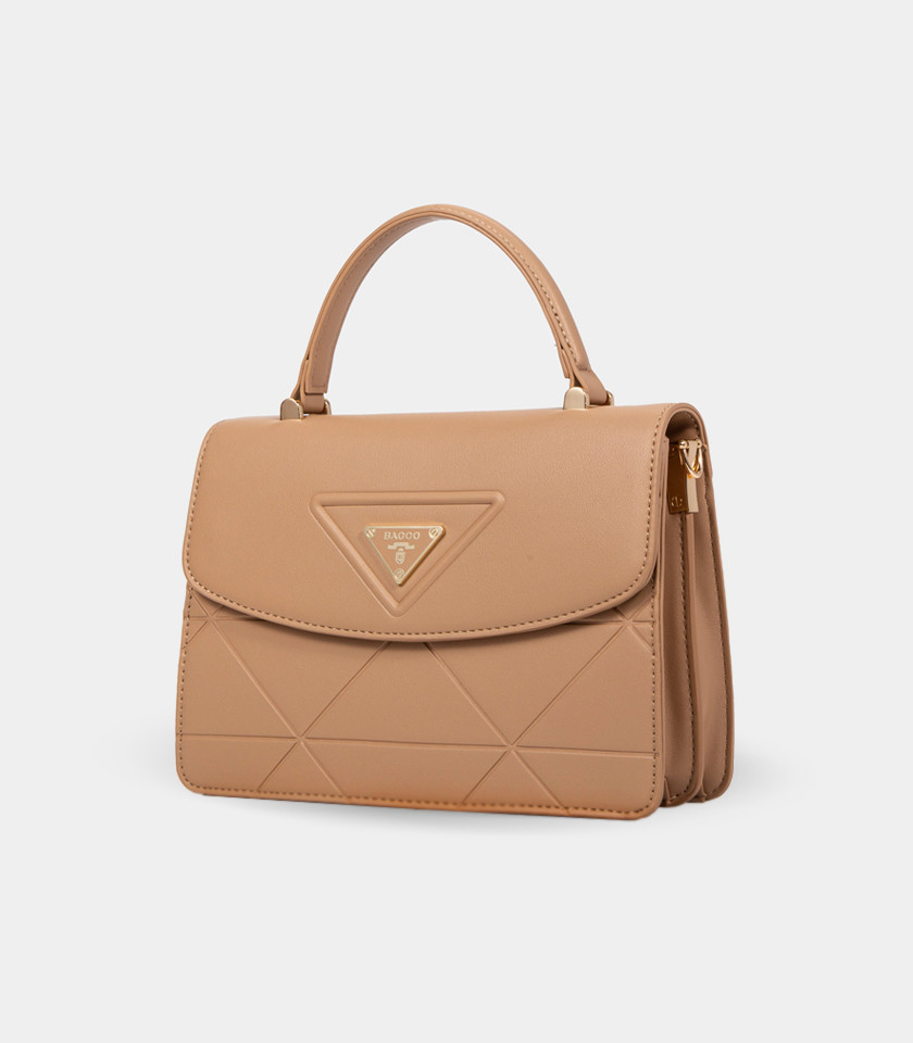 ICONE front flap handbag - BAGCO Cream color, front view.