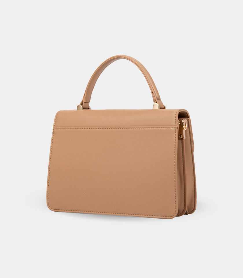 ICONE front flap handbag - BAGCO Cream color, front view.