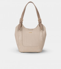 HARMONIE soft canvas bucket bag - BAGCO Cream color, front view.