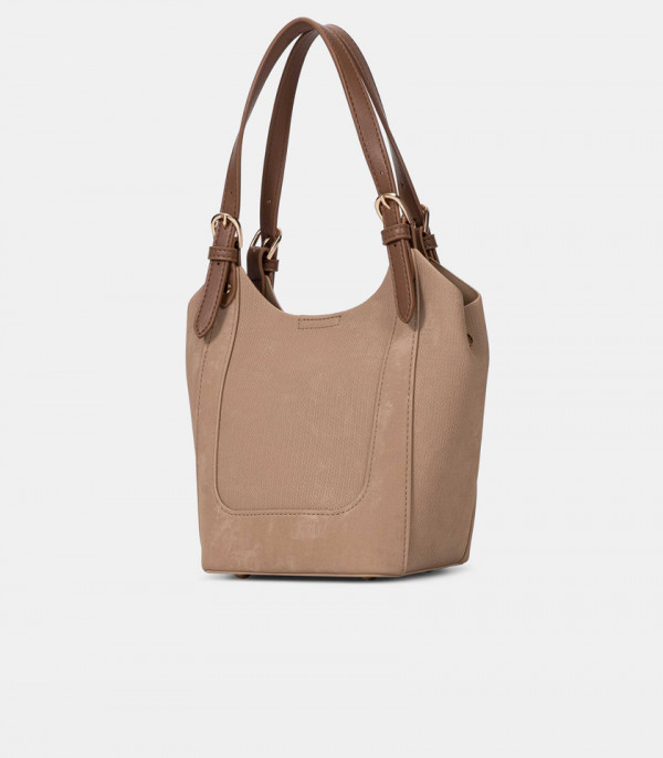 Vue arrière du sac seau en toile souple HARMONIE - BAGCO couleur Camel.