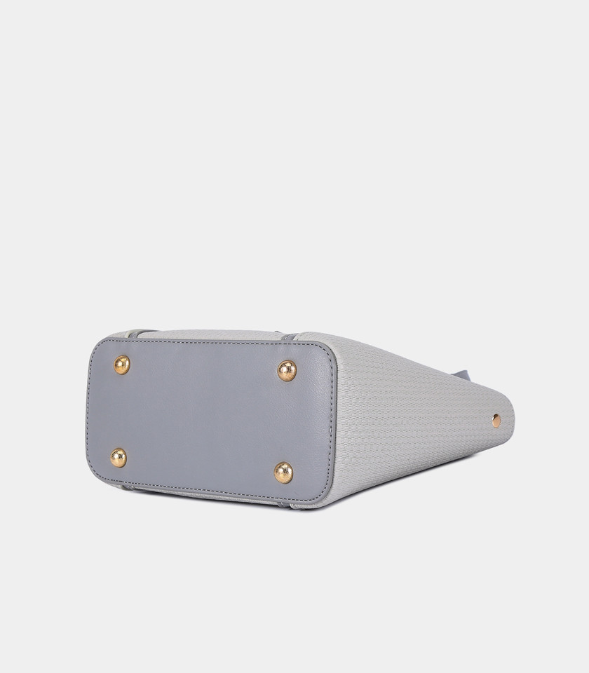 Borsa a secchiello con foulard RIVE GAUCHE - BAGCO colore Grigio, vista frontale.
