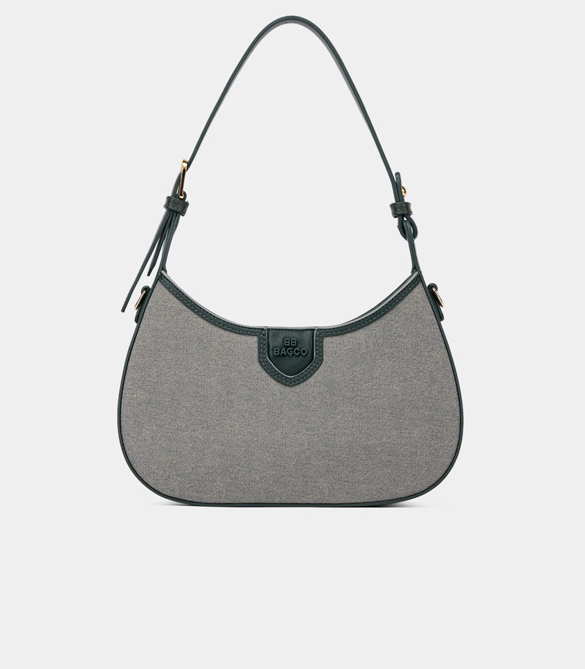 ESPRIT canvas curved hobo bag - BAGCO Khaki color, front view.