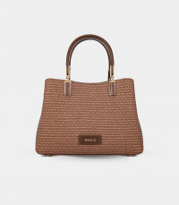 RIVIERA handbag with strap - BAGCO Coffee color, front view.