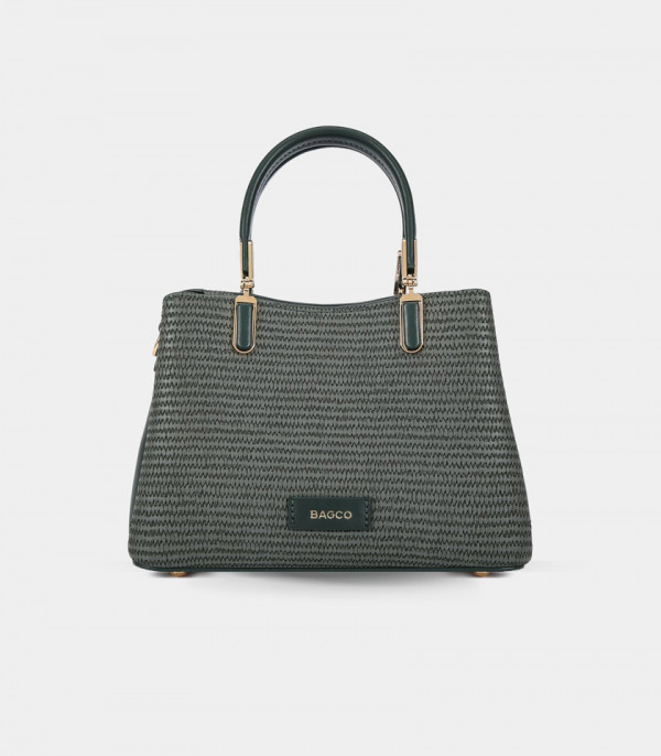 RIVIERA handbag with strap - BAGCO Khaki color, front view.
