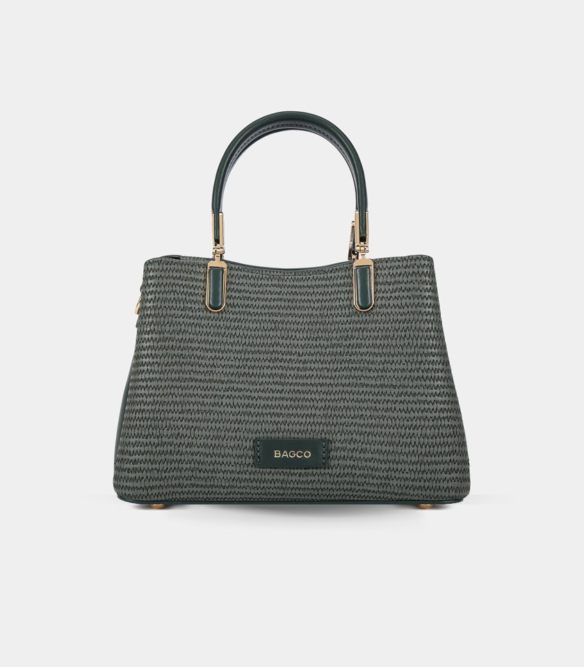 RIVIERA handbag with strap - BAGCO Khaki color, front view.