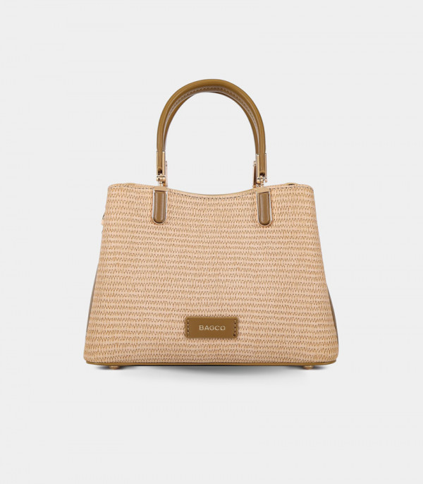 RIVIERA handbag with strap - BAGCO Cream color, front view.