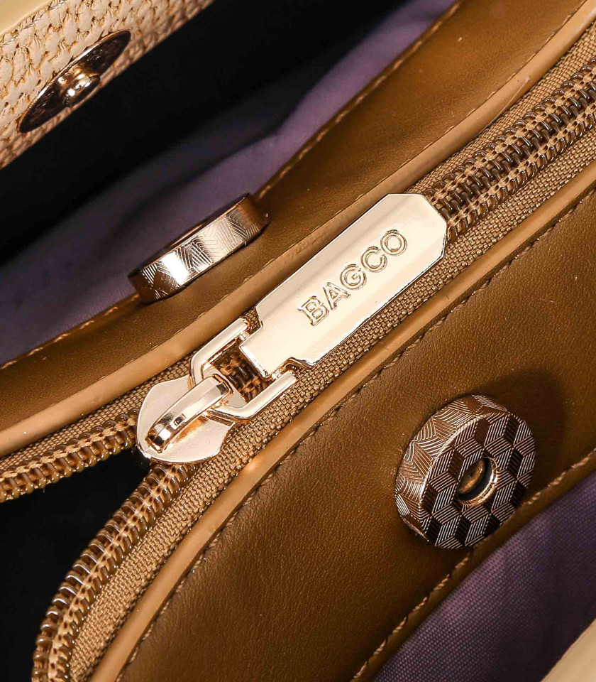 RIVIERA handbag with strap - BAGCO Cream color, front view.