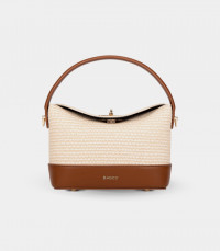 ALLURE top flap bucket bag - BAGCO Ivory color, front view.
