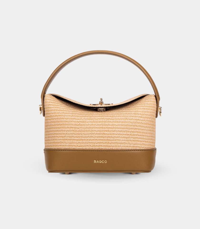 ALLURE top flap bucket bag - BAGCO Cream color, front view.