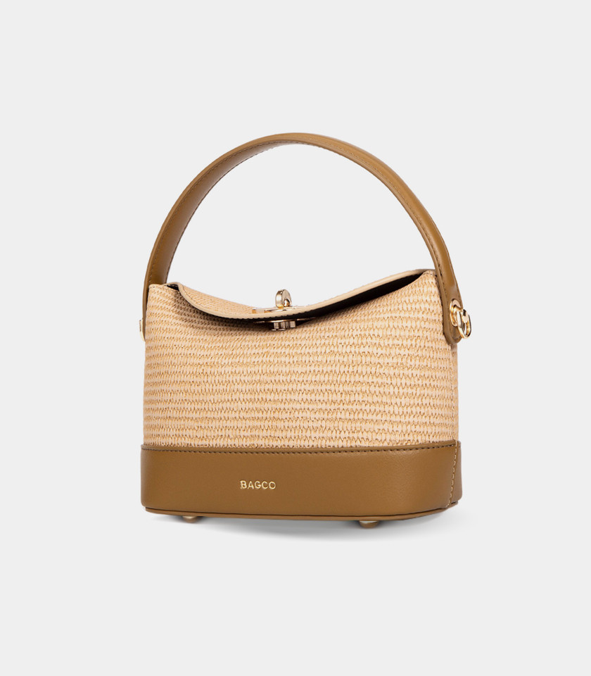 ALLURE top flap bucket bag - BAGCO Cream color, front view.