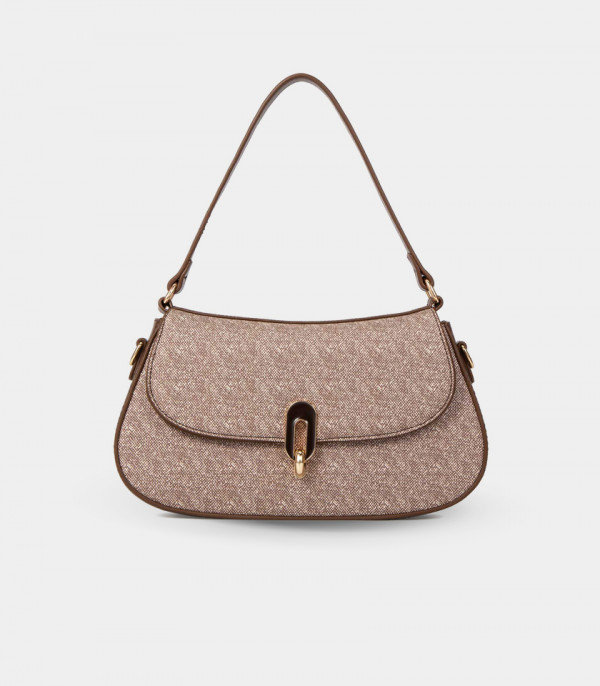 SELENE shoulder bag with strap - BAGCO Coffee color, front view.
