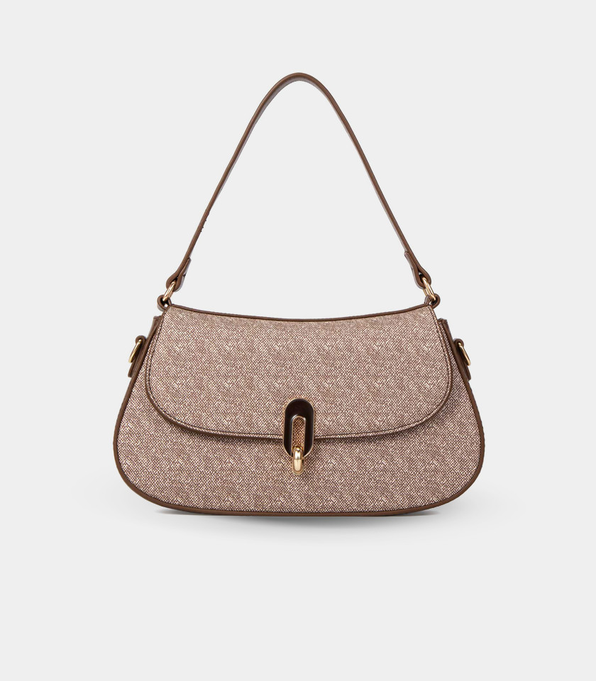 SELENE shoulder bag with strap - BAGCO Coffee color, front view.