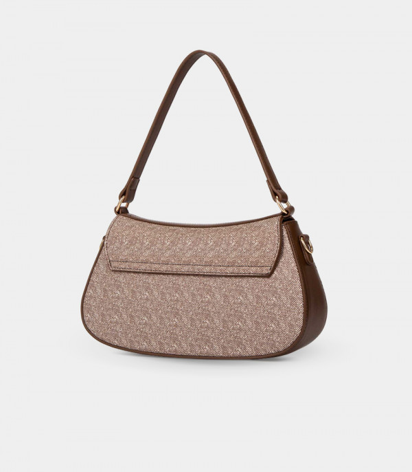 Back view of the SELENE shoulder bag with strap - BAGCO Coffee color.