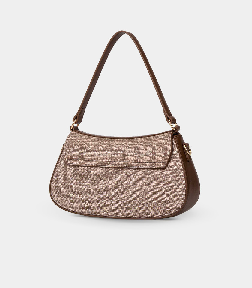 SELENE shoulder bag with strap - BAGCO Coffee color, front view.