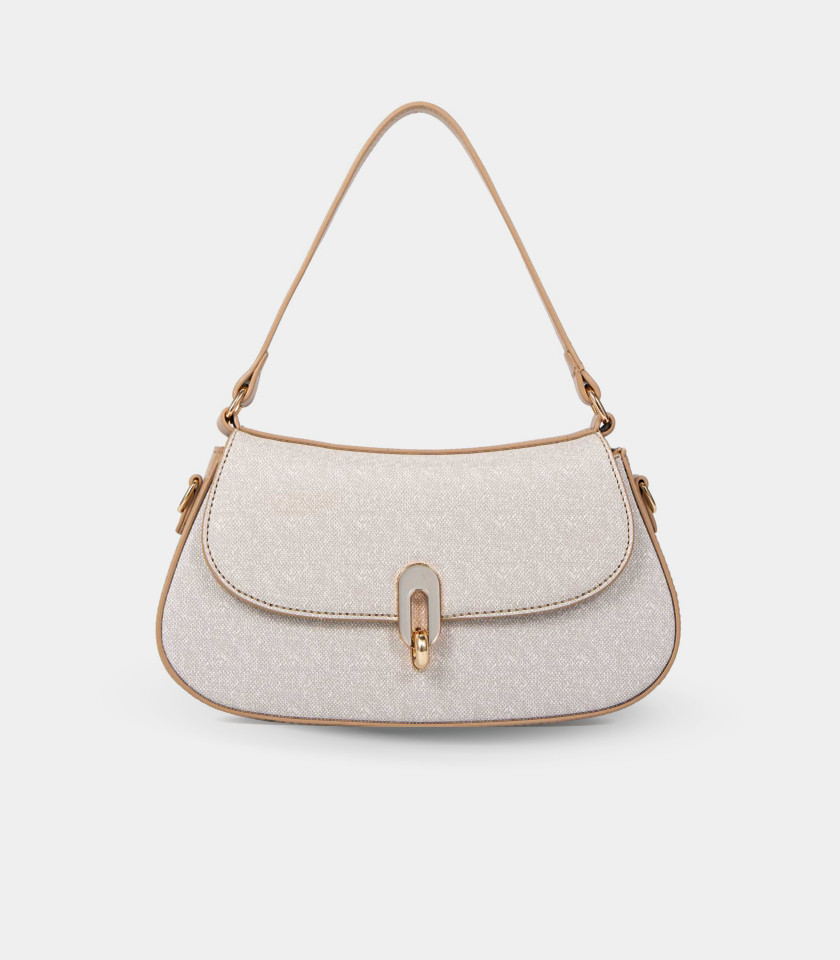 SELENE shoulder bag with strap - BAGCO Ivory color, front view.