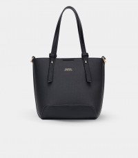 SOLSTICE canvas mini tote bag - BAGCO Black color, front view.