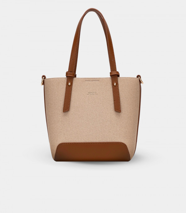 SOLSTICE canvas mini tote bag - BAGCO Cream color, front view.
