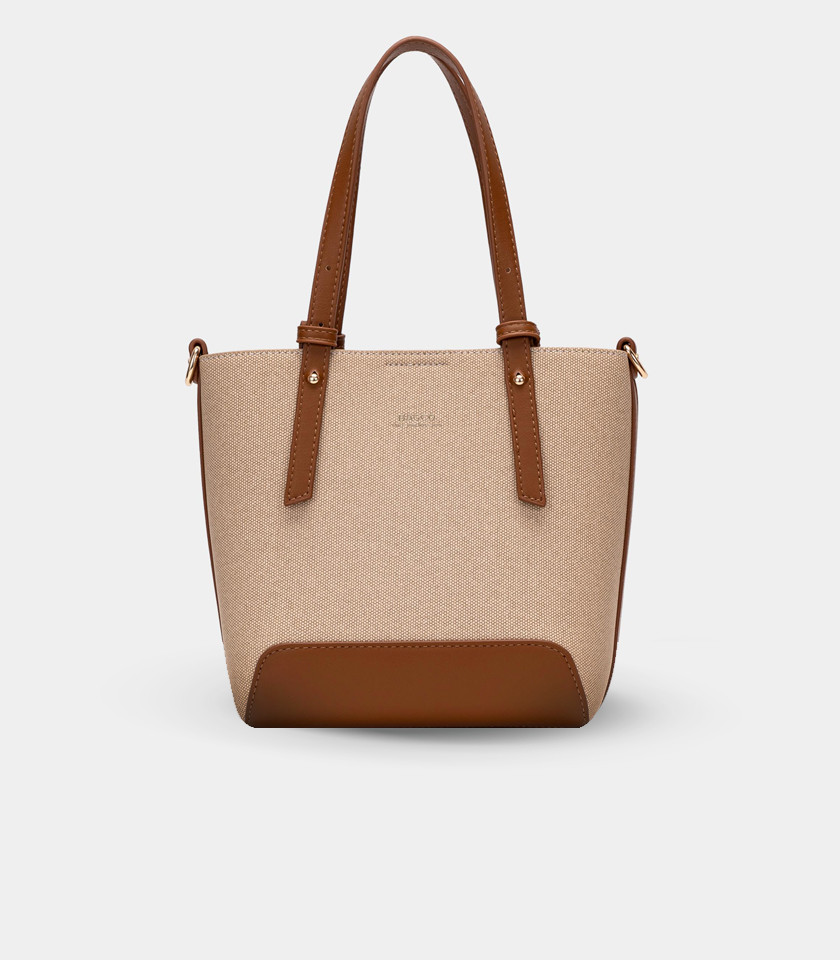 SOLSTICE canvas mini tote bag - BAGCO Cream color, front view.
