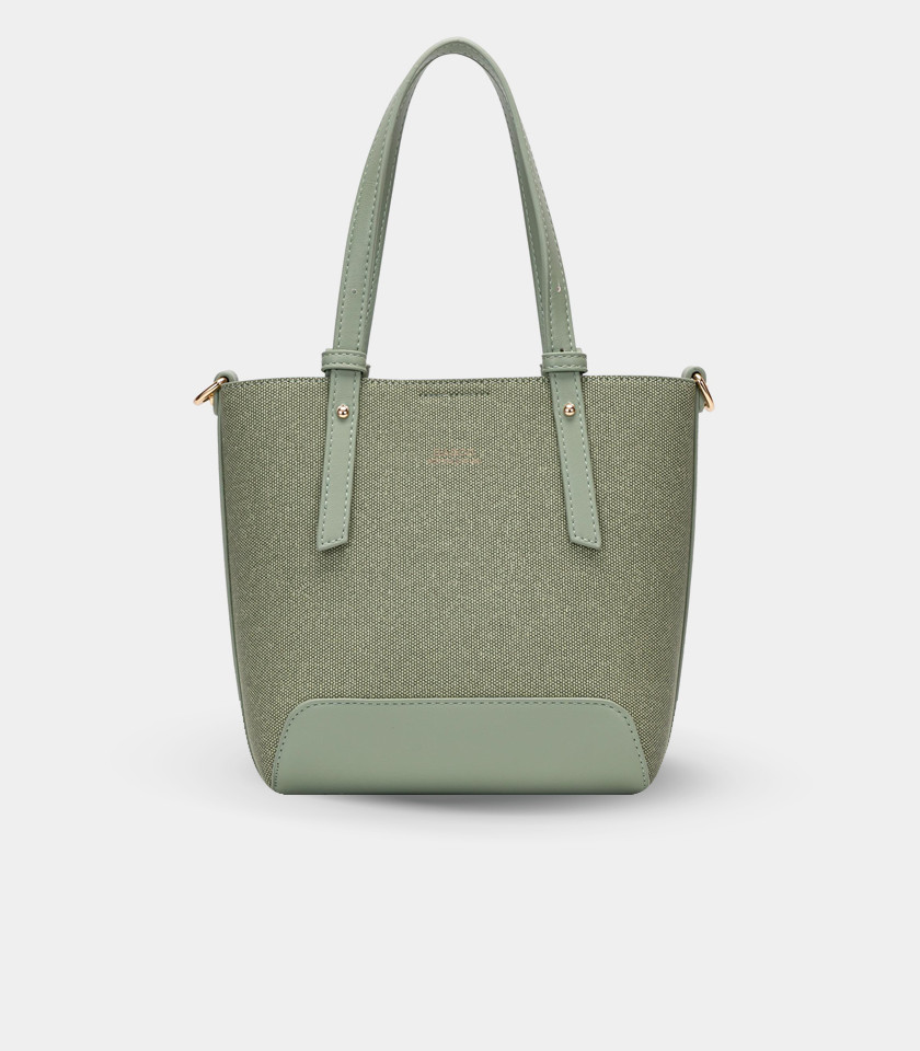 SOLSTICE canvas mini tote bag - BAGCO Pistachio color, front view.