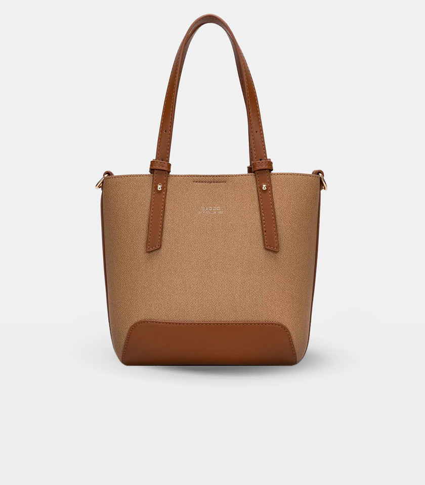 SOLSTICE canvas mini tote bag - BAGCO Camel color, front view.