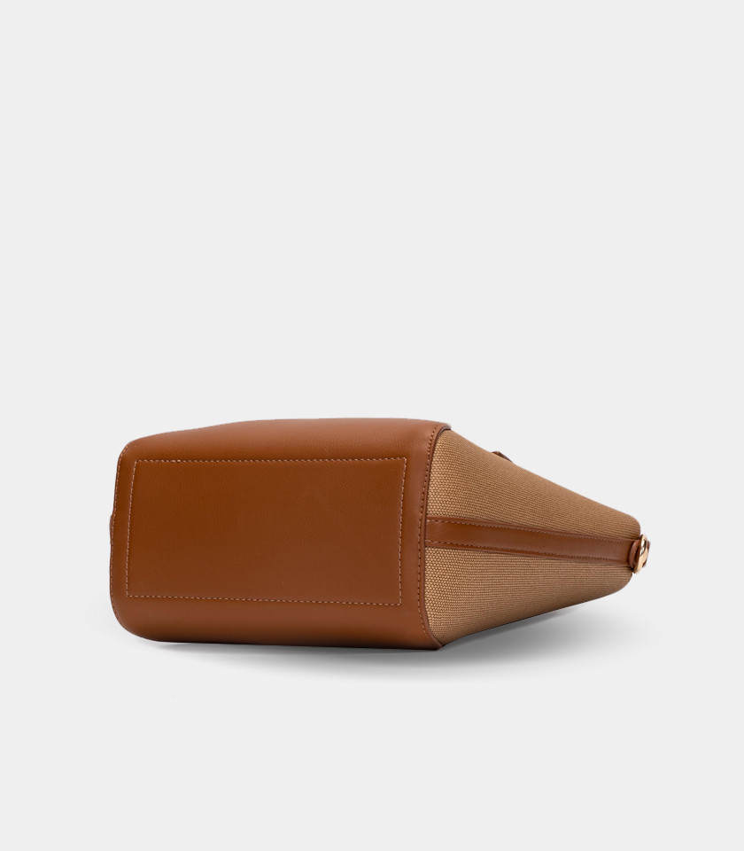 SOLSTICE canvas mini tote bag - BAGCO Camel color, front view.
