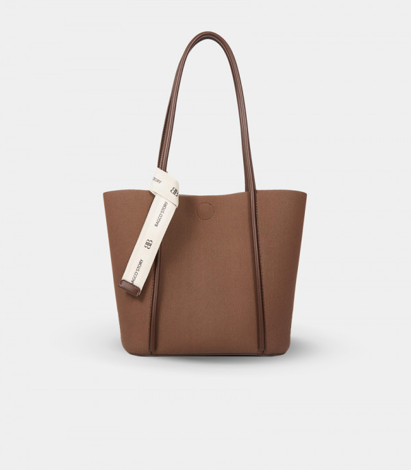 PERSPECTIVE BAGCO canvas tote bag - Coffee color, front view.
