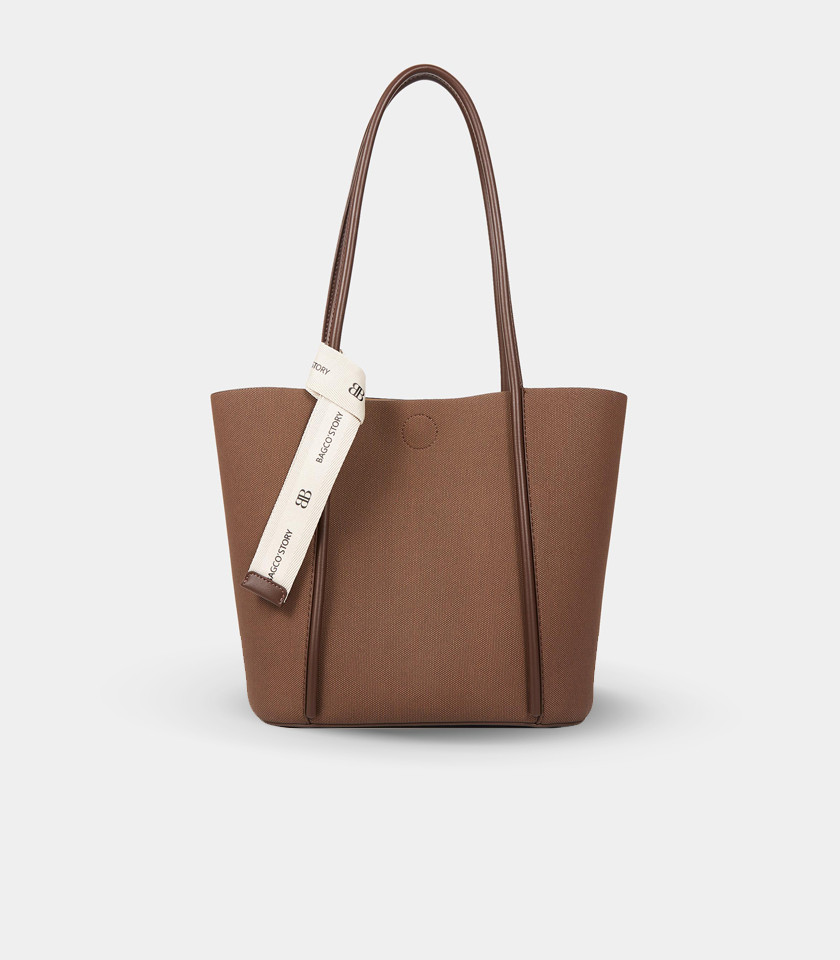 PERSPECTIVE BAGCO canvas tote bag - Coffee color, front view.