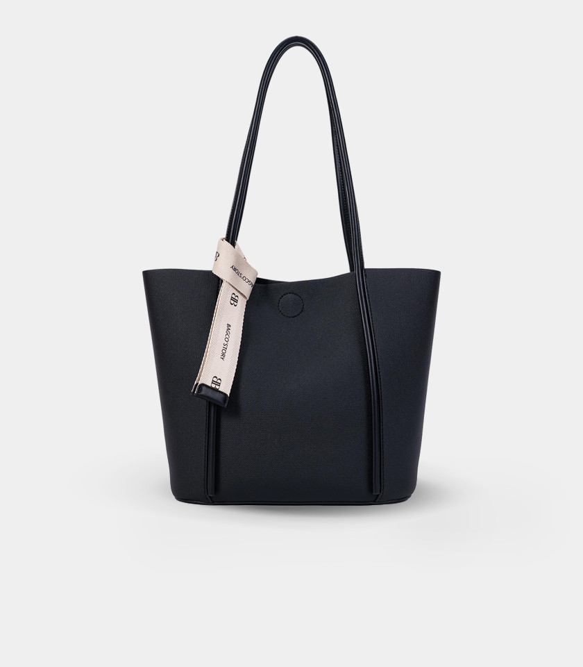 Sac cabas en toile - PERSPECTIVE BAGCO couleur Noir, vue de face.