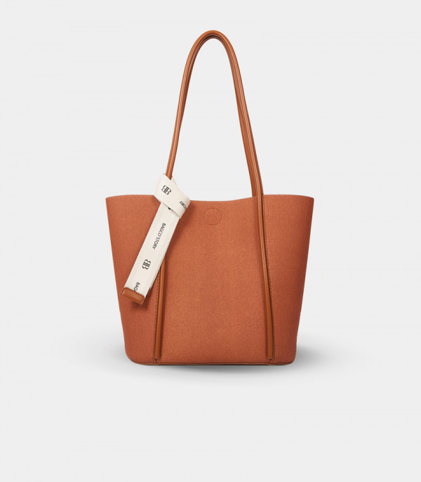 PERSPECTIVE BAGCO canvas tote bag - Fawn color, front view.