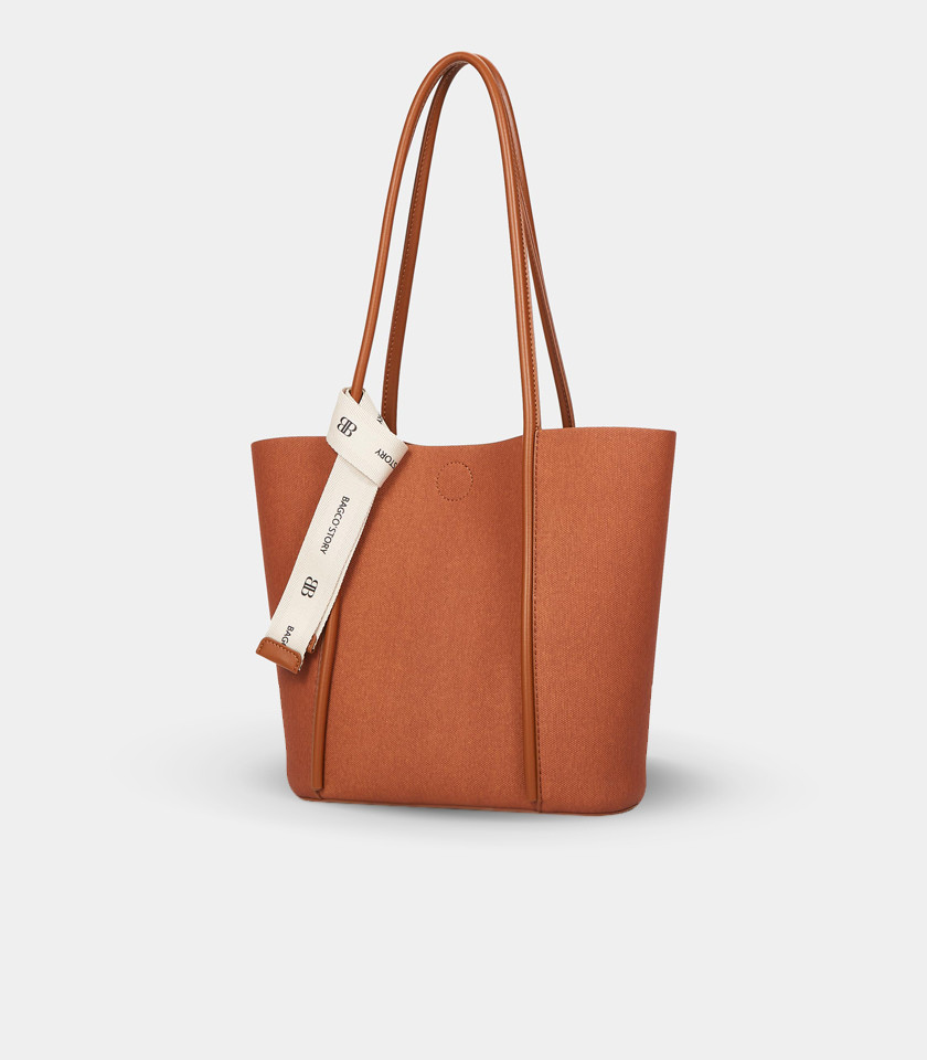 PERSPECTIVE BAGCO canvas tote bag - Fawn color, front view.
