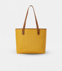 MOZAIC structured tote bag - BAGCO Mustard color, front view.
