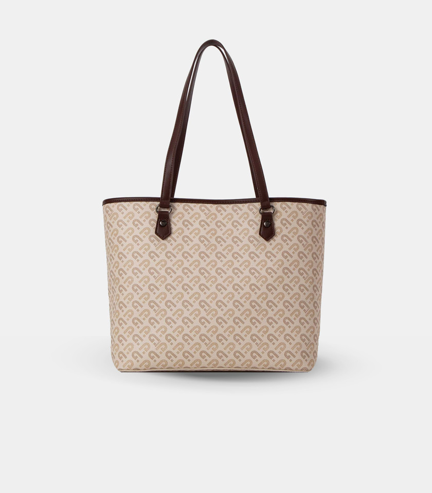 Tote bag structuré MOZAIC - BAGCO couleur Crème, vue de face.