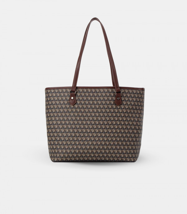 MOZAIC structured tote bag - BAGCO Cream color, three-quarter view.