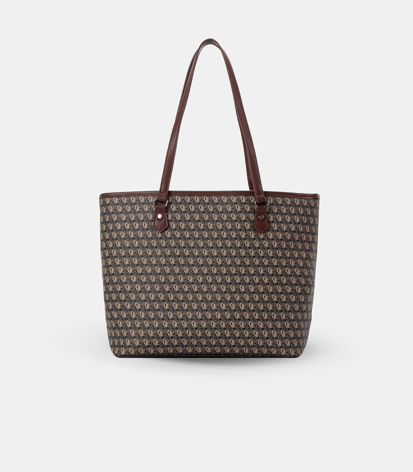 MOZAIC structured tote bag - BAGCO Cream color, three-quarter view.